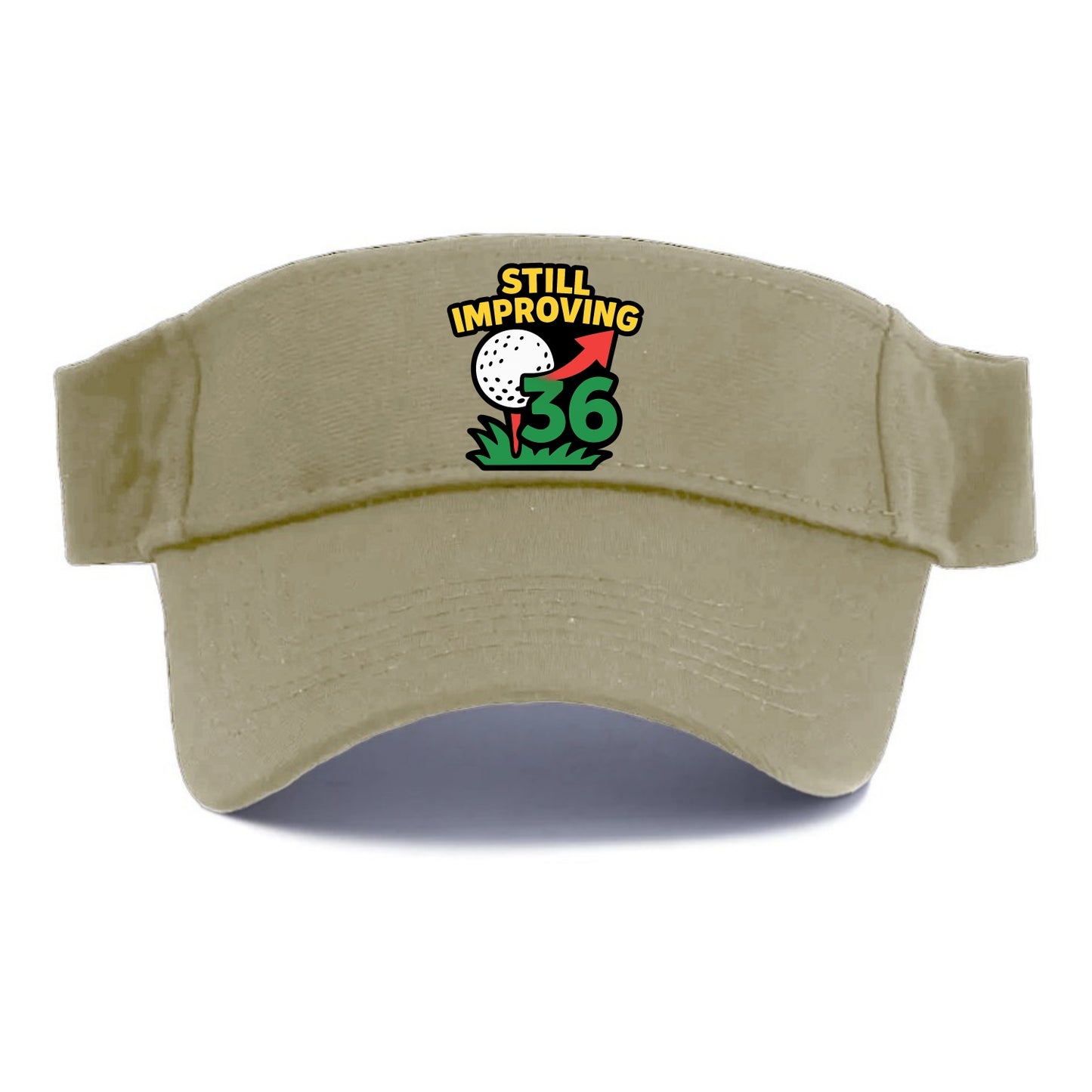 Handicap number getting higher with arrow - "Still Improving" - optimistic handicap - Visor - Warm Sand(Khaki)