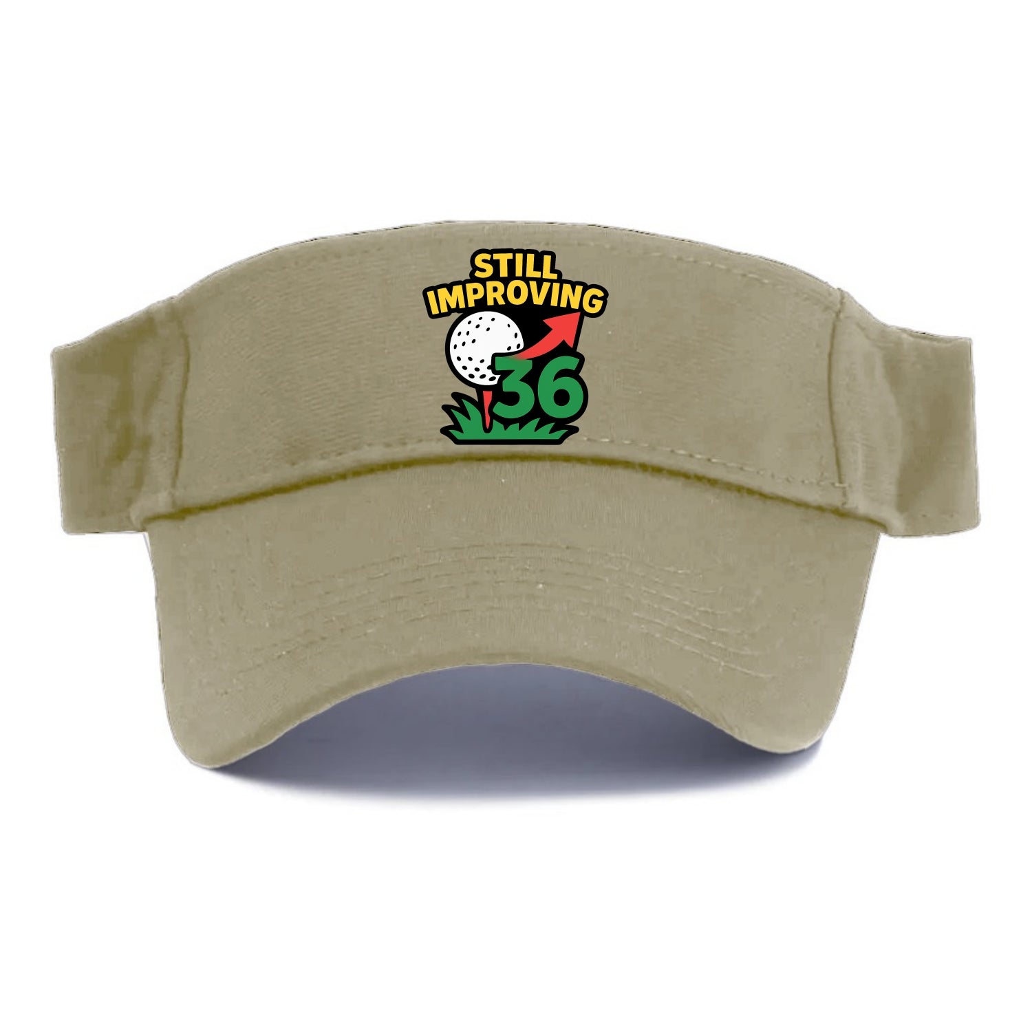 Handicap number getting higher with arrow - "Still Improving" - optimistic handicap - Visor - Warm Sand(Khaki)