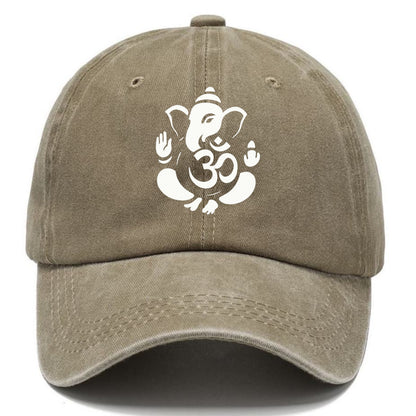Ganesha elephant silhouette - negative space creates om symbol - Classic Cap - Warm Sand(Khaki)