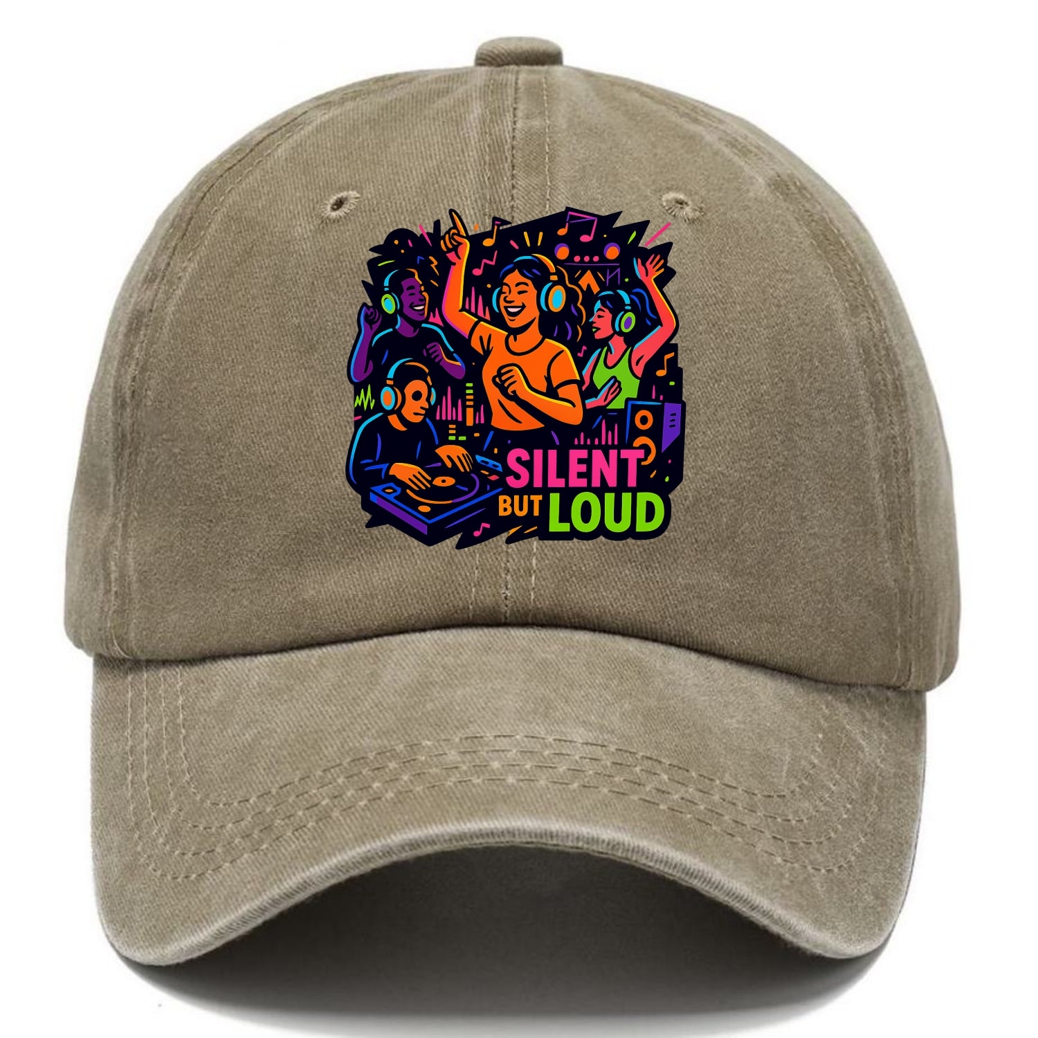 Silent disco dancers with glowing headphones - "Silent But Loud" - unique concert - Classic Cap - Warm Sand(Khaki)
