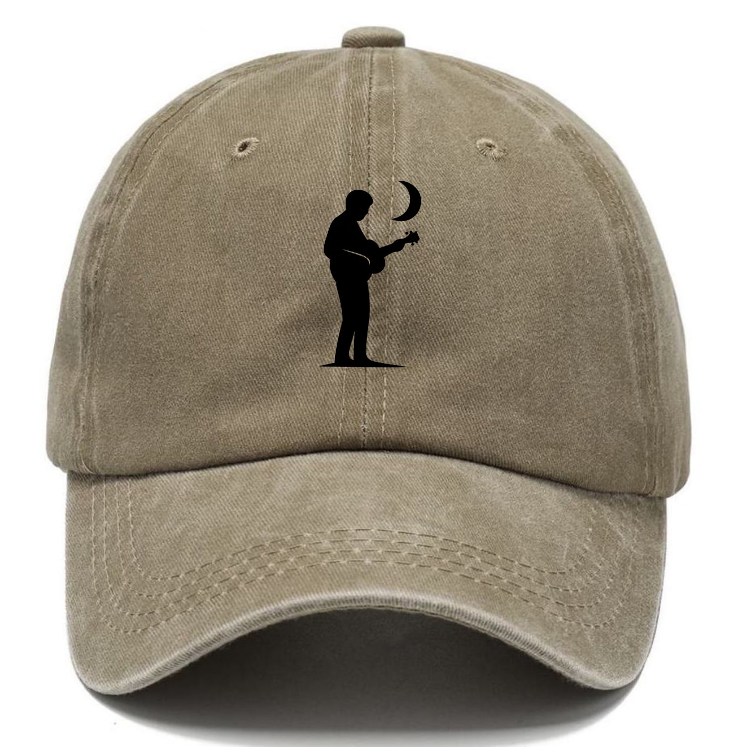 Guitarist playing acoustic under moonlight - Classic Cap - Warm Sand(Khaki)