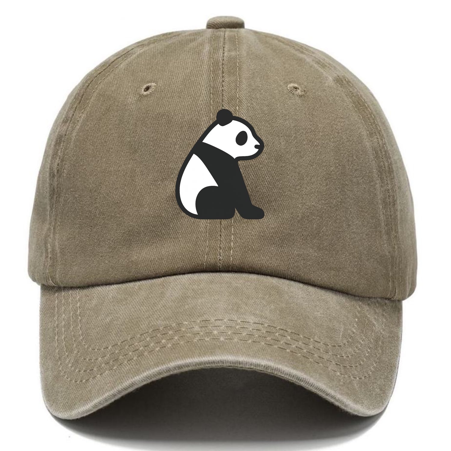 Panda - Black and white sitting pose flat side profile - Classic Cap - Warm Sand(Khaki)