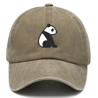 Panda - Black and white sitting pose flat side profile - Classic Cap - Warm Sand(Khaki)