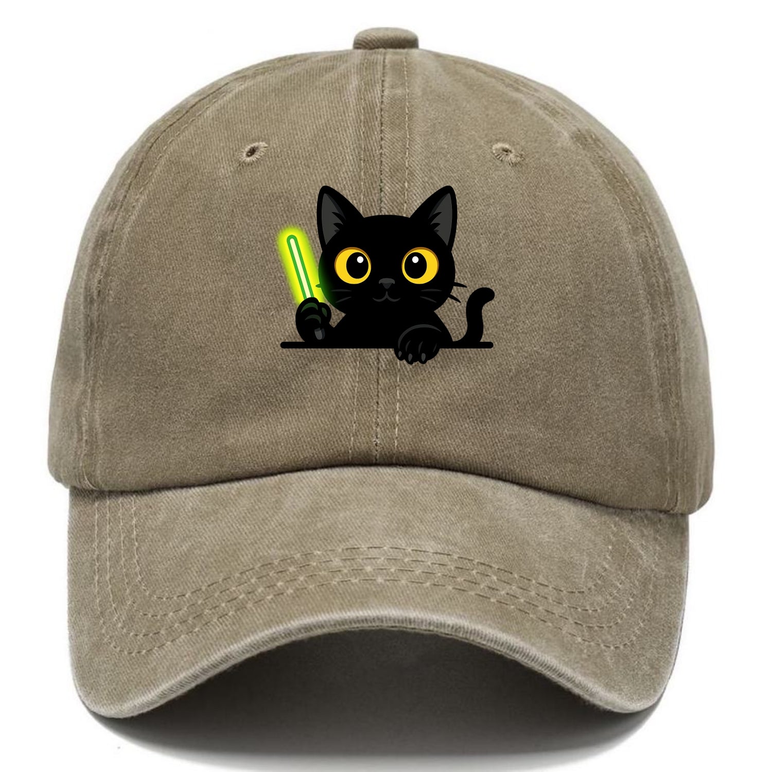 Midnight the black cat fist bumping the viewer with right paw extended. - Classic Cap - Warm Sand(Khaki)