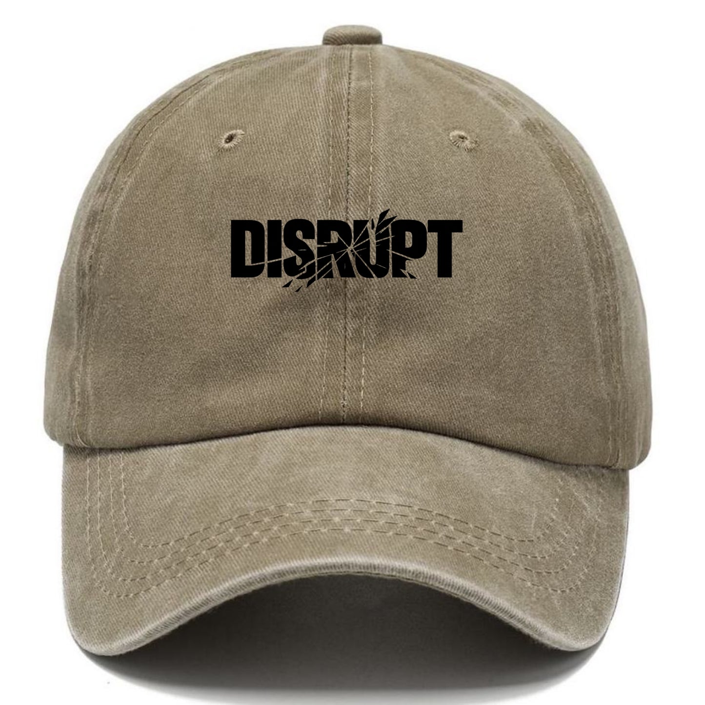 Bold typography design - "DISRUPT" - breaking patterns, changing game - Classic Cap - Warm Sand(Khaki)