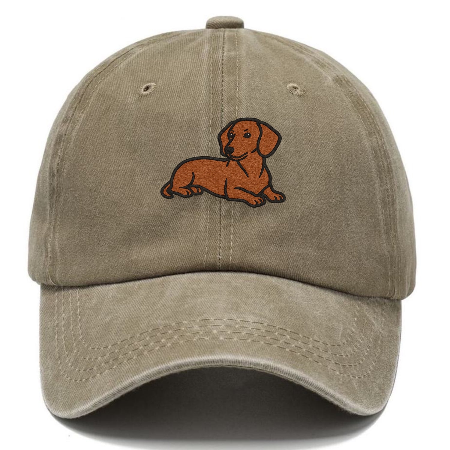 Dachshund - Red smooth relaxed lying dow Classic Cap - Warm Sand(Khaki)