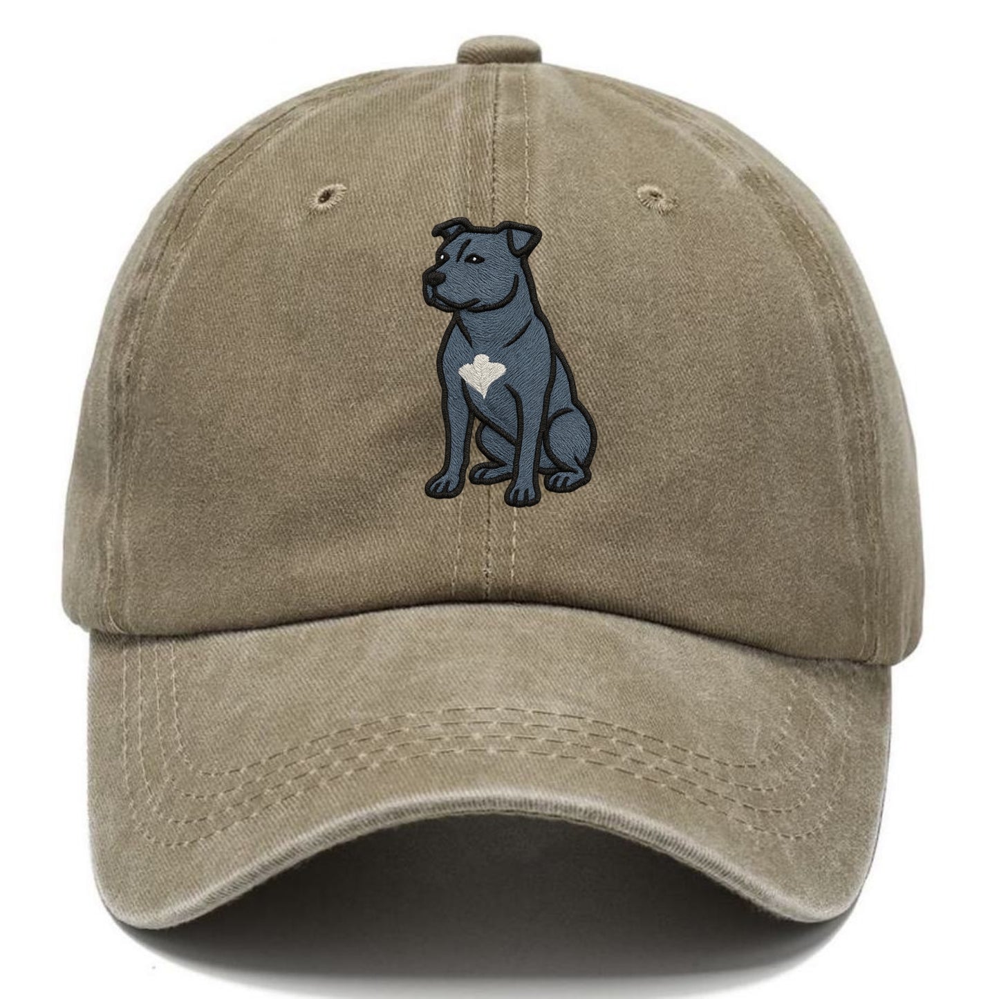 American Staffordshire Terrier - Blue embroidered design - Classic Cap - Warm Sand(Khaki)