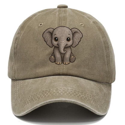 Baby Elephant - gray wrinkly, tiny trunk, large floppy ears, kind dark eyes, - Classic Cap - Warm Sand(Khaki)