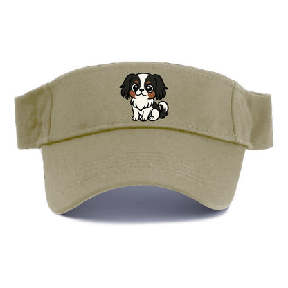 Japanese Chin - Black and white sitting pose - Visor - Warm Sand(Khaki)