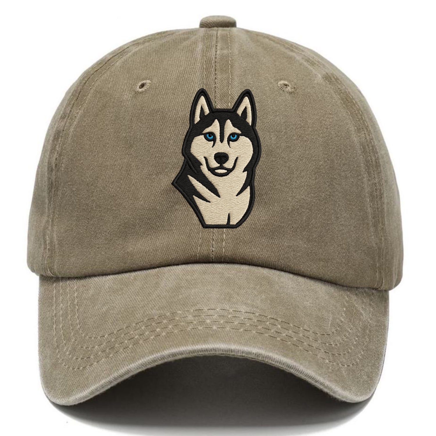 Husky - Blue eyes close-up portrait - Classic Cap - Warm Sand(Khaki)