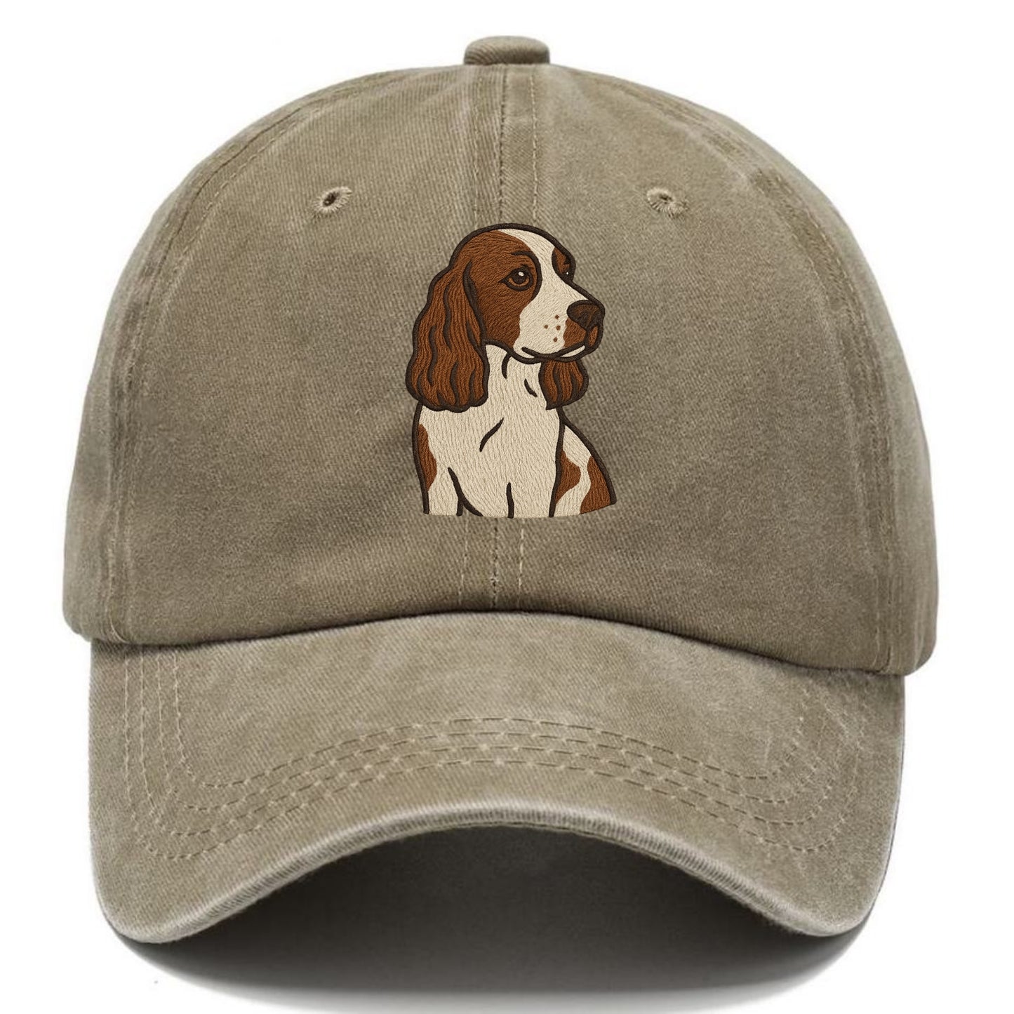 English Cocker Spaniel - Liver and white embroidered design - Classic Cap - Warm Sand(Khaki)