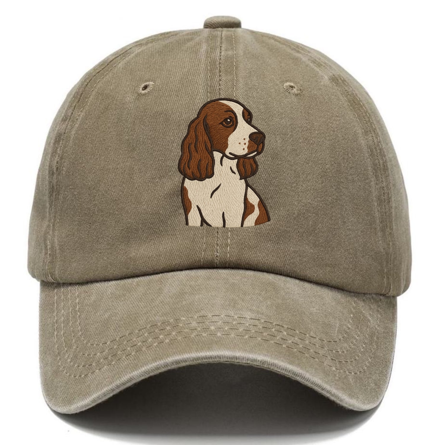 English Cocker Spaniel - Liver and white embroidered design - Classic Cap - Warm Sand(Khaki)