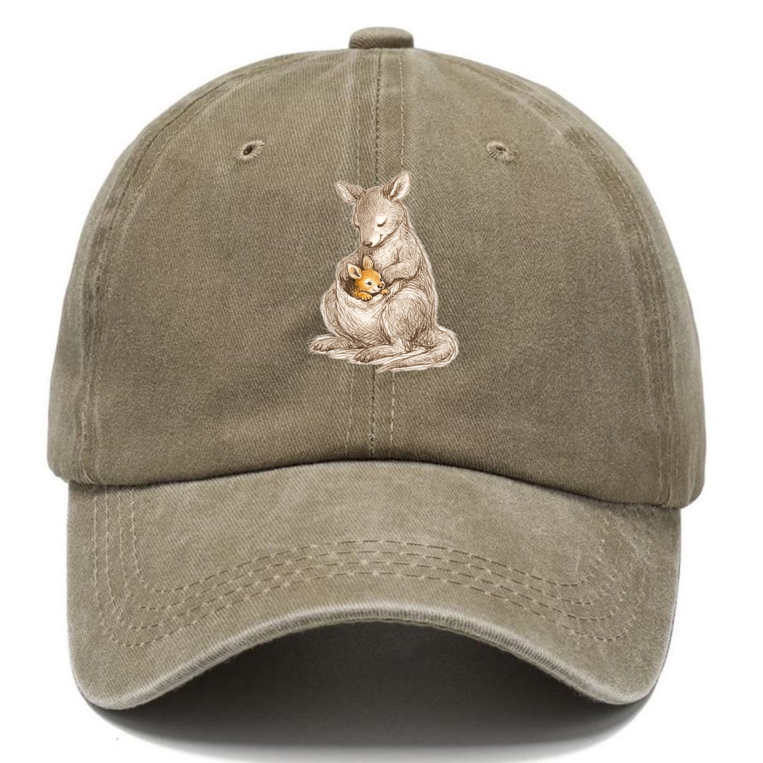 MOTHER'S POUCH | Kangaroo maternal embrace | Joey safe inside | Protective love | - Classic Cap - Warm Sand(Khaki)