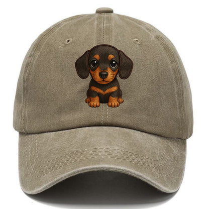 Baby Dachshund Puppy - long body, short legs, floppy ears, curious eyes, - Classic Cap - Warm Sand(Khaki)