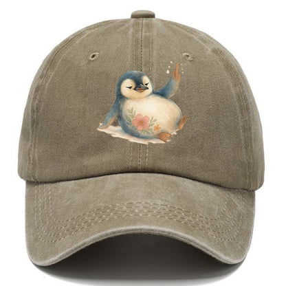 chubby penguin sliding on belly, one flipper up giving attitude - Classic Cap - Warm Sand(Khaki)