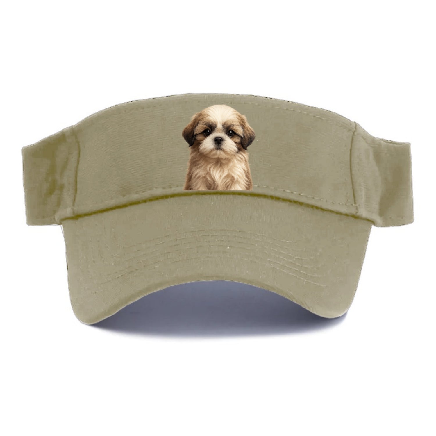 Baby Shih Tzu Puppy - long flowing coat, flat face, big dark eyes, front-facing, royal baby - Visor - Warm Sand(Khaki)