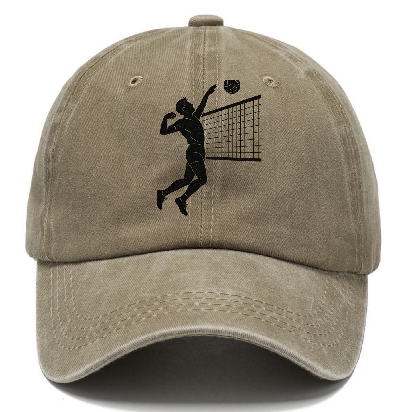 Volleyball player spiking at the net - Classic Cap - Warm Sand(Khaki)