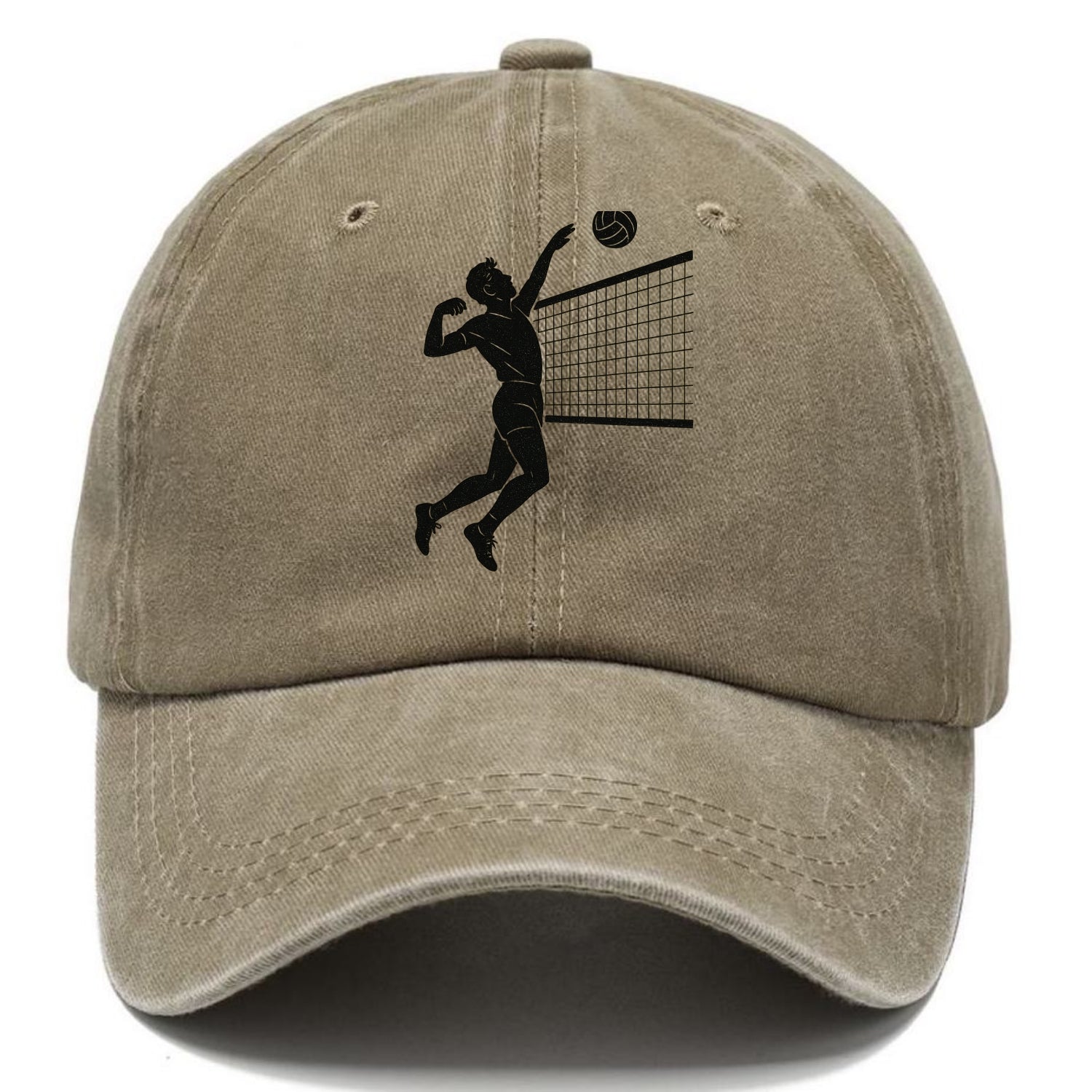 Volleyball player spiking at the net - Classic Cap - Warm Sand(Khaki)