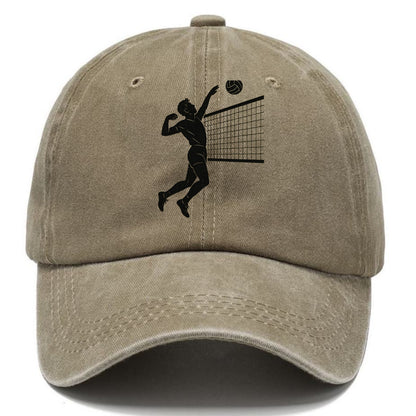 Volleyball player spiking at the net - Classic Cap - Warm Sand(Khaki)