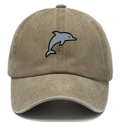 Bottlenose Dolphin - Gray jumping pose flat side profile - Classic Cap - Warm Sand(Khaki)