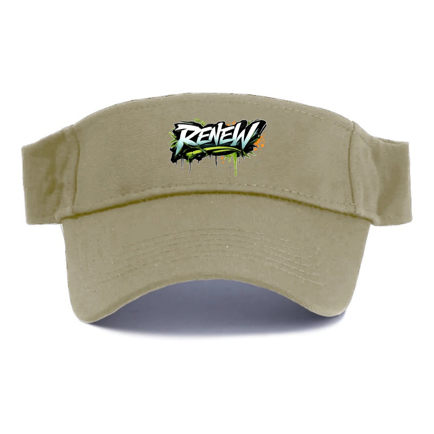 Bold typography design - "RENEW" - starting fresh, regenerating - Visor - Warm Sand(Khaki)