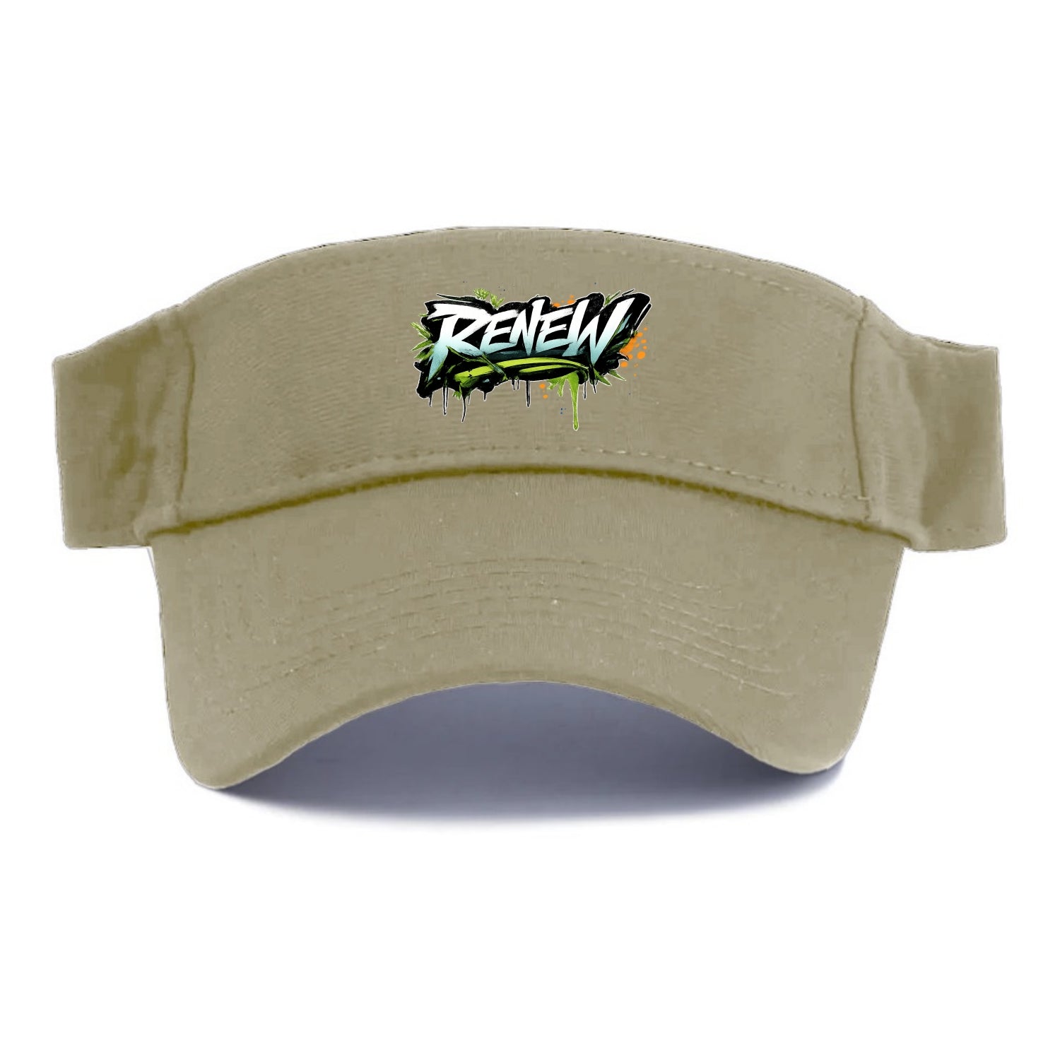 Bold typography design - "RENEW" - starting fresh, regenerating - Visor - Warm Sand(Khaki)