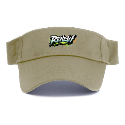 Bold typography design - "RENEW" - starting fresh, regenerating - Visor - Warm Sand(Khaki)