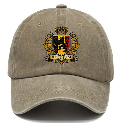 Belgium Lion Emblem (black Lion Rampant, Black/yellow/red Shield) Classic Cap - Warm Sand(Khaki)