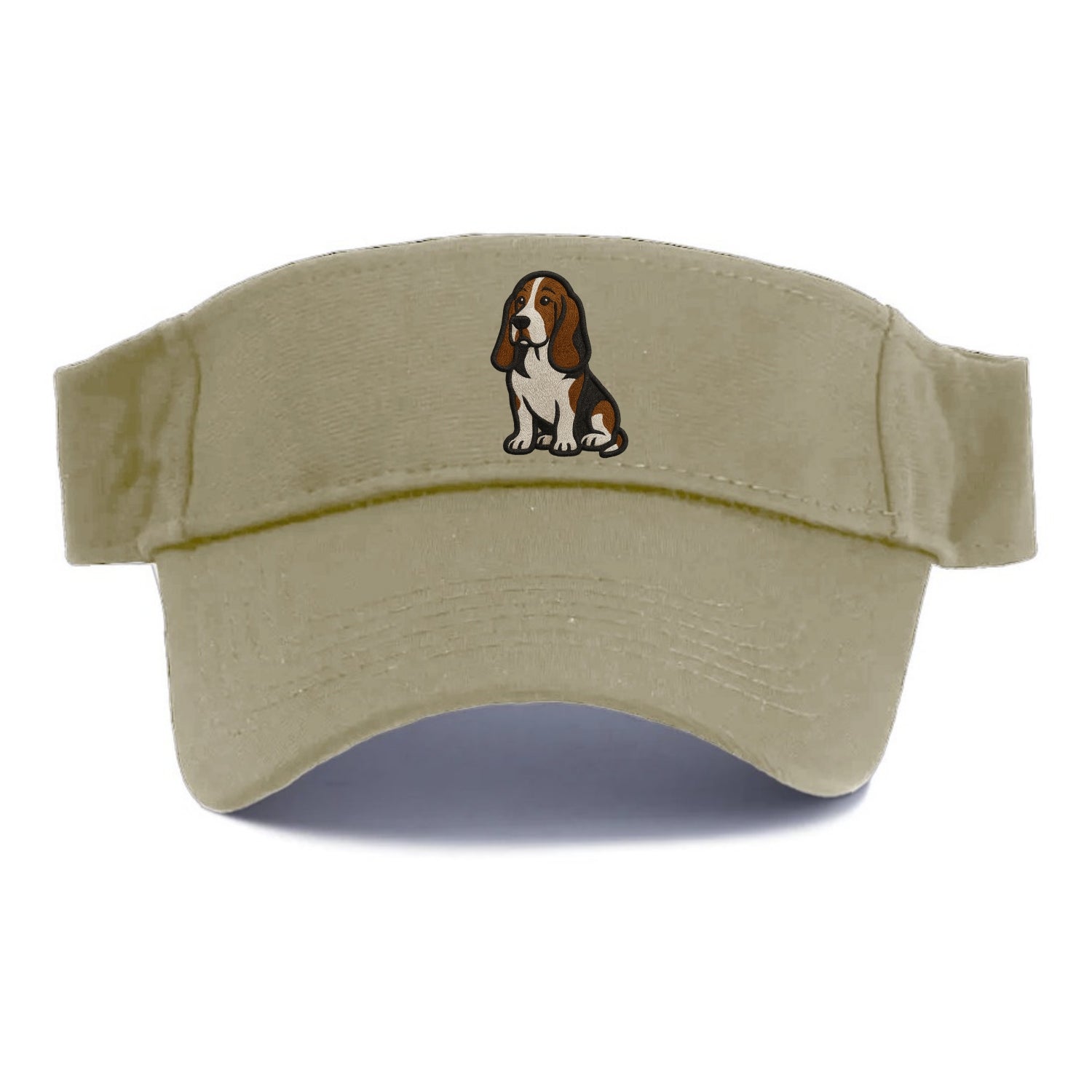 Basset Hound - Tri-color embroidered sit Visor - Warm Sand(Khaki)