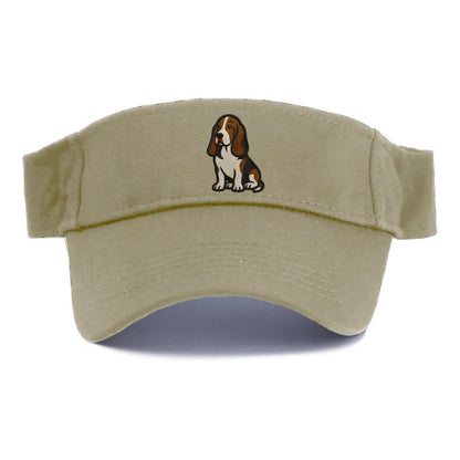 Basset Hound - Tri-color embroidered sit Visor - Warm Sand(Khaki)