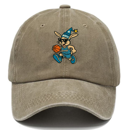 Orlando Rabbit wearing Magic blue and silver beanie with wizard hat and wayfarer - Classic Cap - Warm Sand(Khaki)