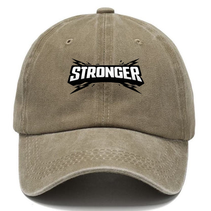 Bold typography design - "STRONGER" - getting better, building power - Classic Cap - Warm Sand(Khaki)