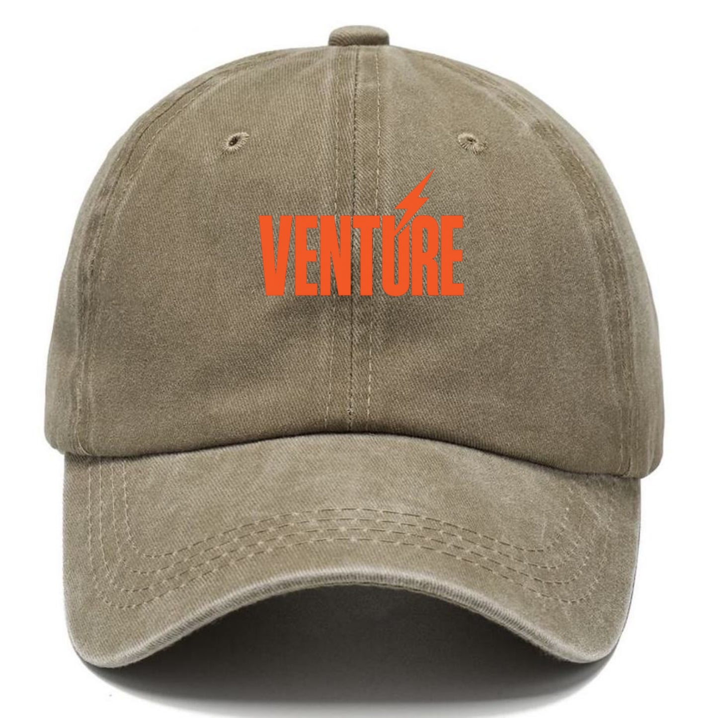 Bold typography design - "VENTURE" - taking risks, bold exploration - Classic Cap - Warm Sand(Khaki)