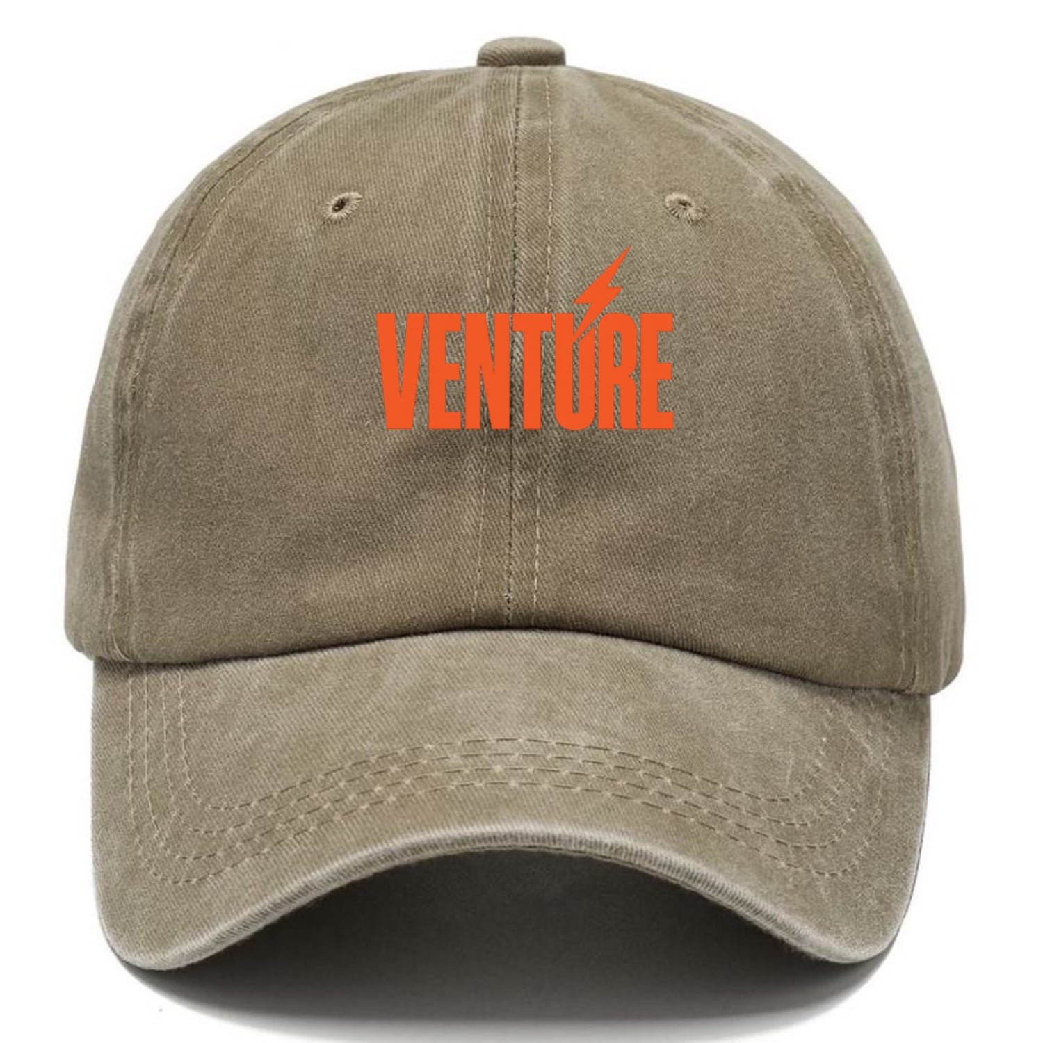 Bold typography design - "VENTURE" - taking risks, bold exploration - Classic Cap - Warm Sand(Khaki)