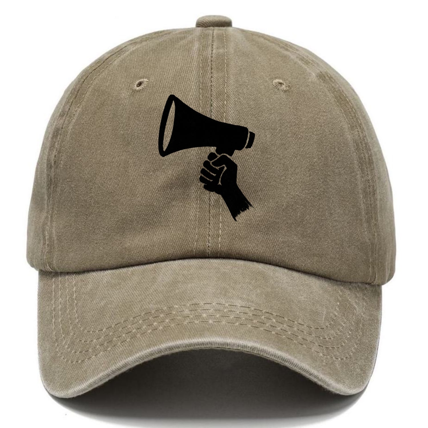 Megaphone silhouette - voice and protest ink brushwork - Classic Cap - Warm Sand(Khaki)