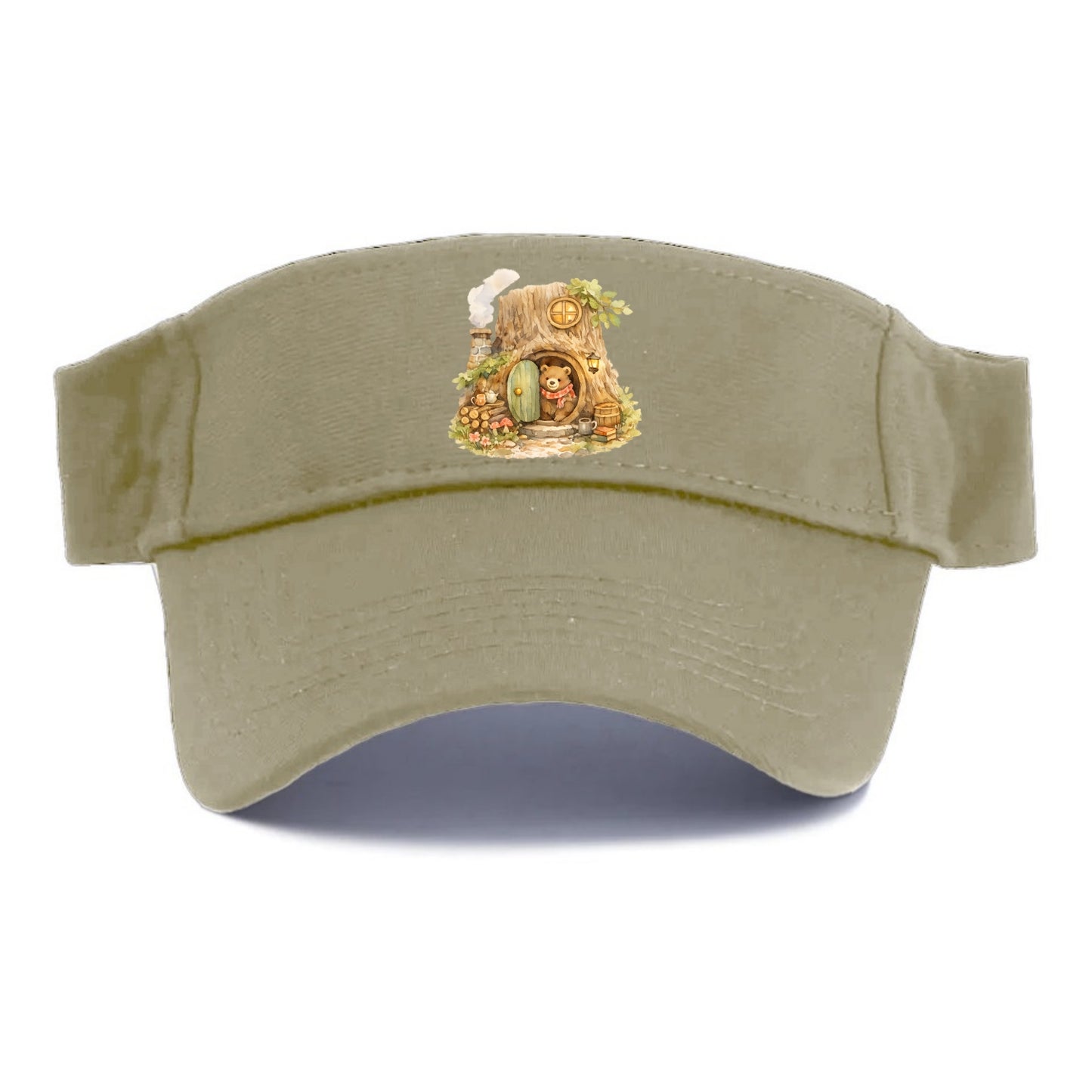 TREE HOME | Bear's home in hollow tree | Round door | Chimney smoke | Woodland dwelling | - Visor - Warm Sand(Khaki)