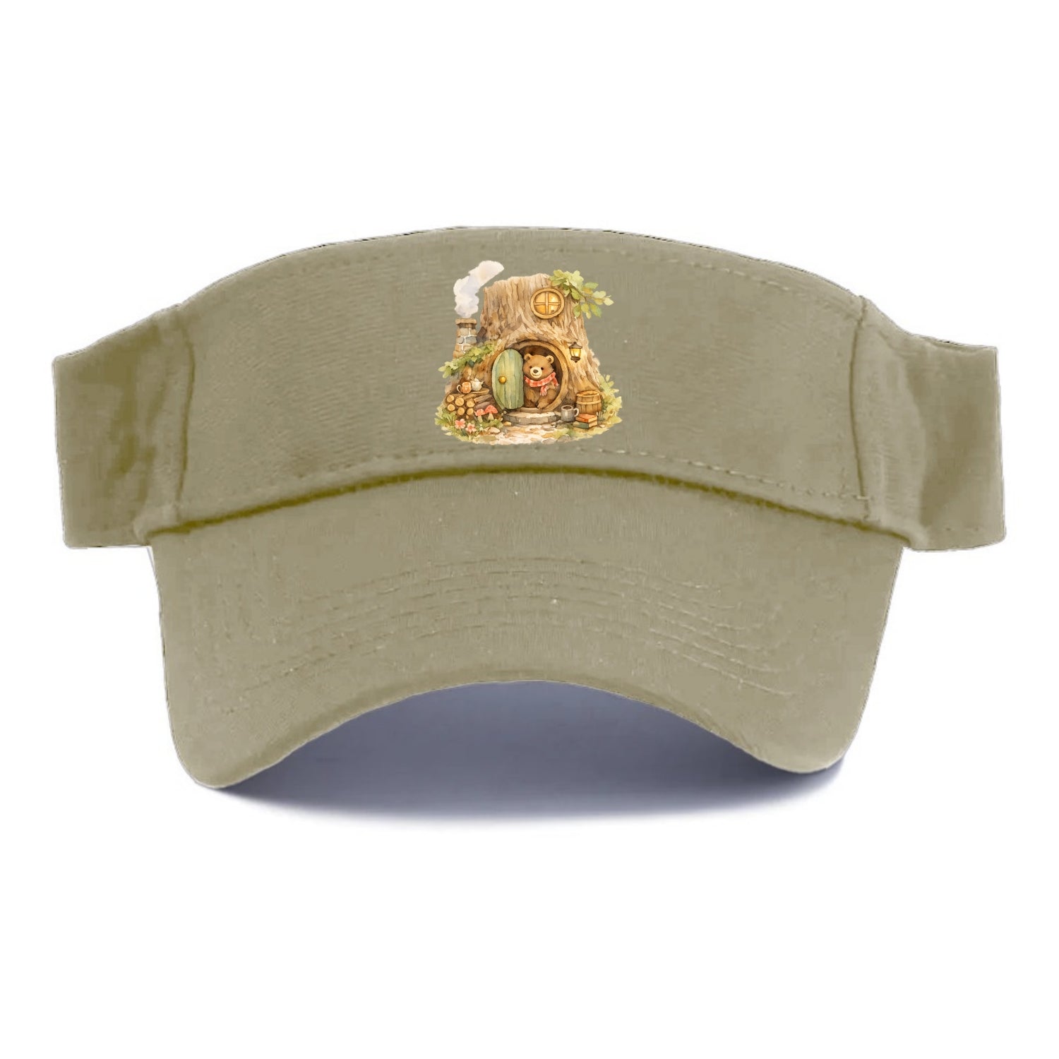 TREE HOME | Bear's home in hollow tree | Round door | Chimney smoke | Woodland dwelling | - Visor - Warm Sand(Khaki)