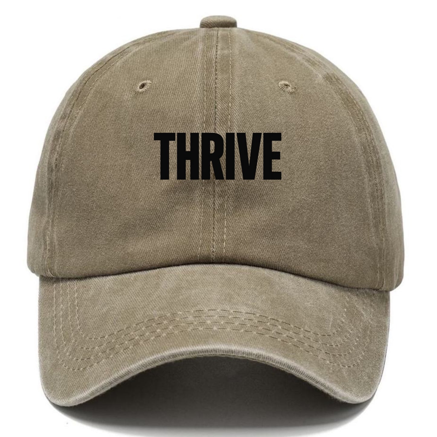 Bold typography design - "THRIVE" - flourishing, doing well - Classic Cap - Warm Sand(Khaki)