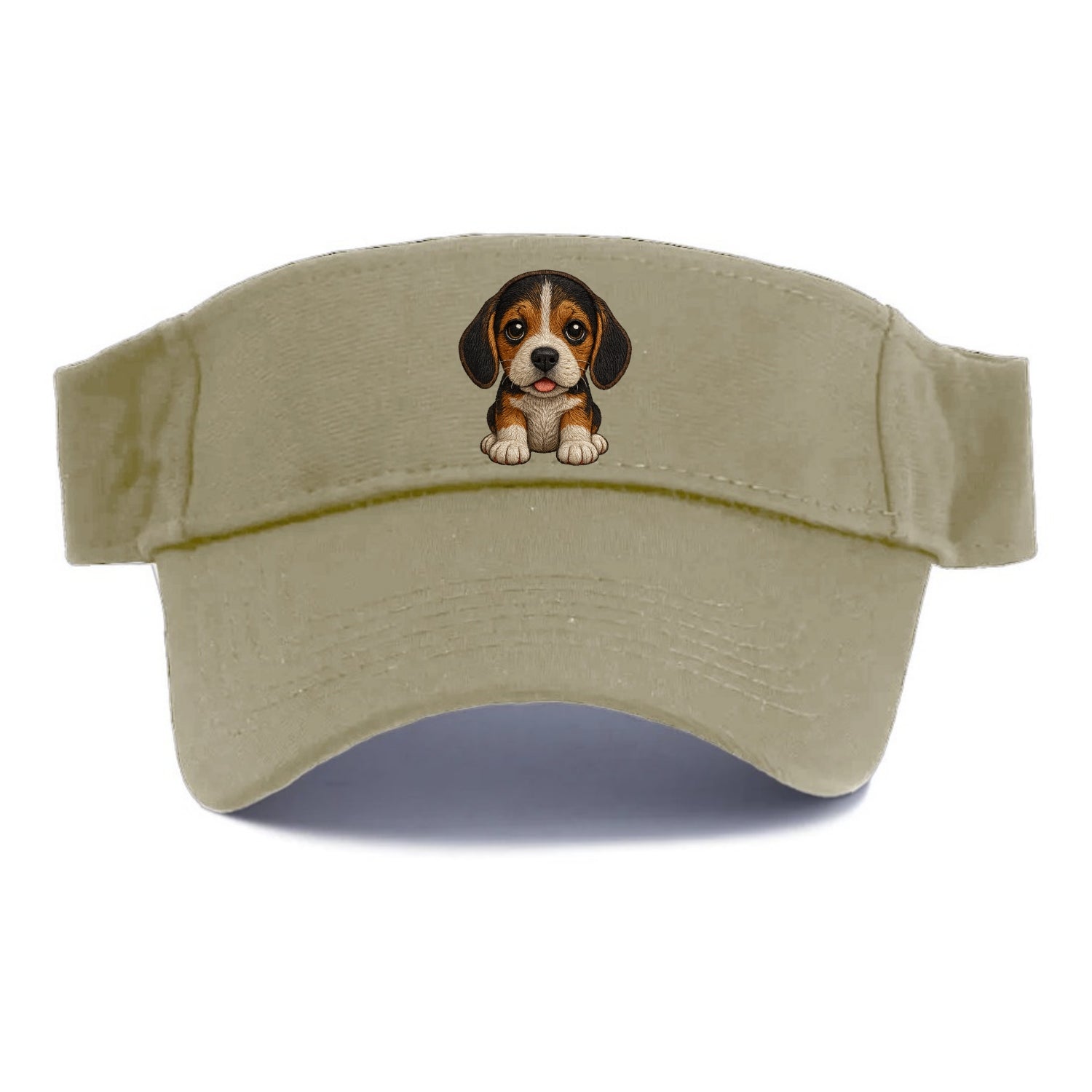 Baby Beagle Puppy - tricolor coat, long droopy ears, big pleading eyes, front-facing, - Visor - Warm Sand(Khaki)