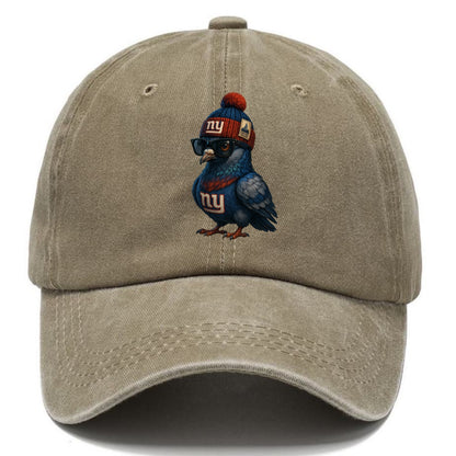Manhattan Pigeon wearing Giants beanie with Empire State patch and wayfarer sunglasses - Classic Cap - Warm Sand(Khaki)