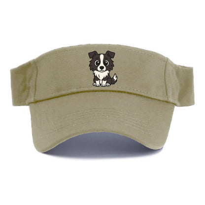 Border Collie - Intense stare sitting pose - Visor - Warm Sand(Khaki)