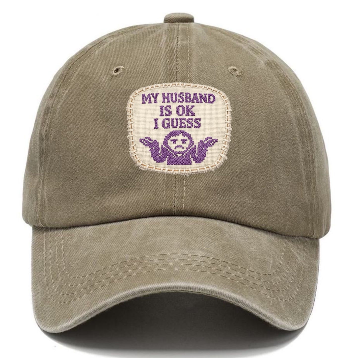 MY HUSBAND IS OK I GUESS - purple ok shrug - purple - mediocre husband - Classic Cap - Warm Sand(Khaki)