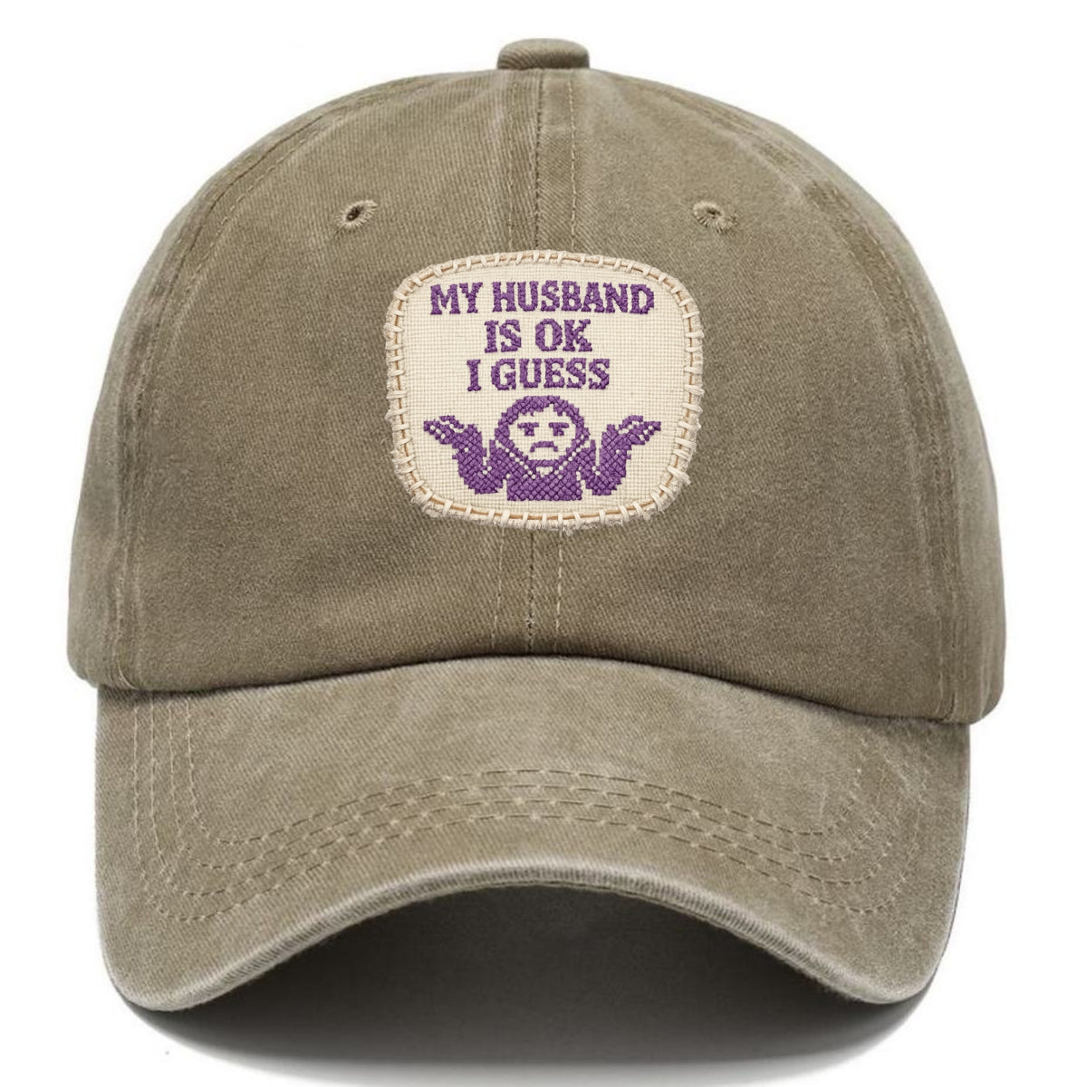 MY HUSBAND IS OK I GUESS - purple ok shrug - purple - mediocre husband - Classic Cap - Warm Sand(Khaki)