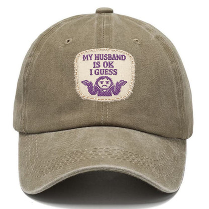 MY HUSBAND IS OK I GUESS - purple ok shrug - purple - mediocre husband - Classic Cap - Warm Sand(Khaki)