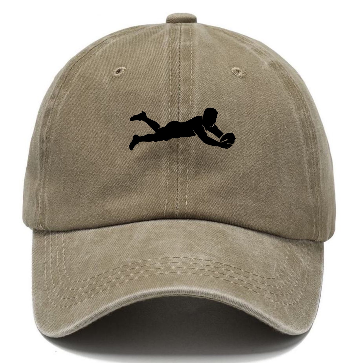 Rugby player diving for try - Classic Cap - Warm Sand(Khaki)