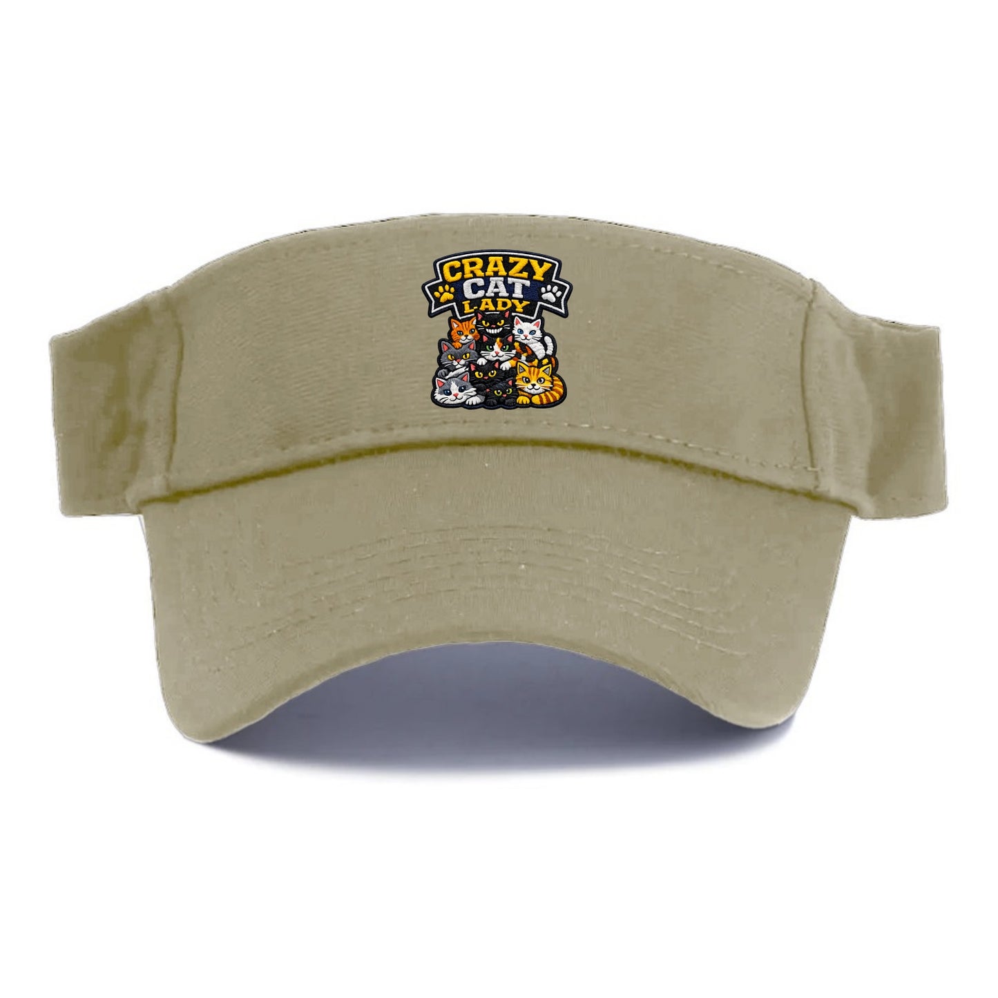 CRAZY CAT LADY - cat pile in multicolor , cat collector - Visor - Warm Sand(Khaki)