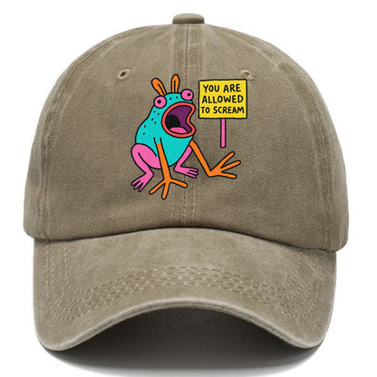 YOU ARE ALLOWED TO SCREAM | Open-mouthed frog mid-scream - Classic Cap - Warm Sand(Khaki)