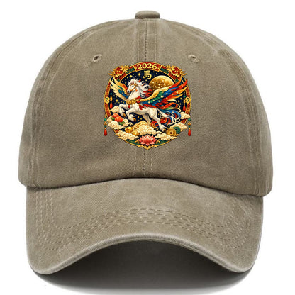 CELESTIAL HORSE | Heavenly horse among clouds and stars | Wings of flowing energy - Classic Cap - Warm Sand(Khaki)