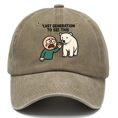Person waving goodbye to polar bear - "Last generation to see this" - extinction grief - Classic Cap - Warm Sand(Khaki)