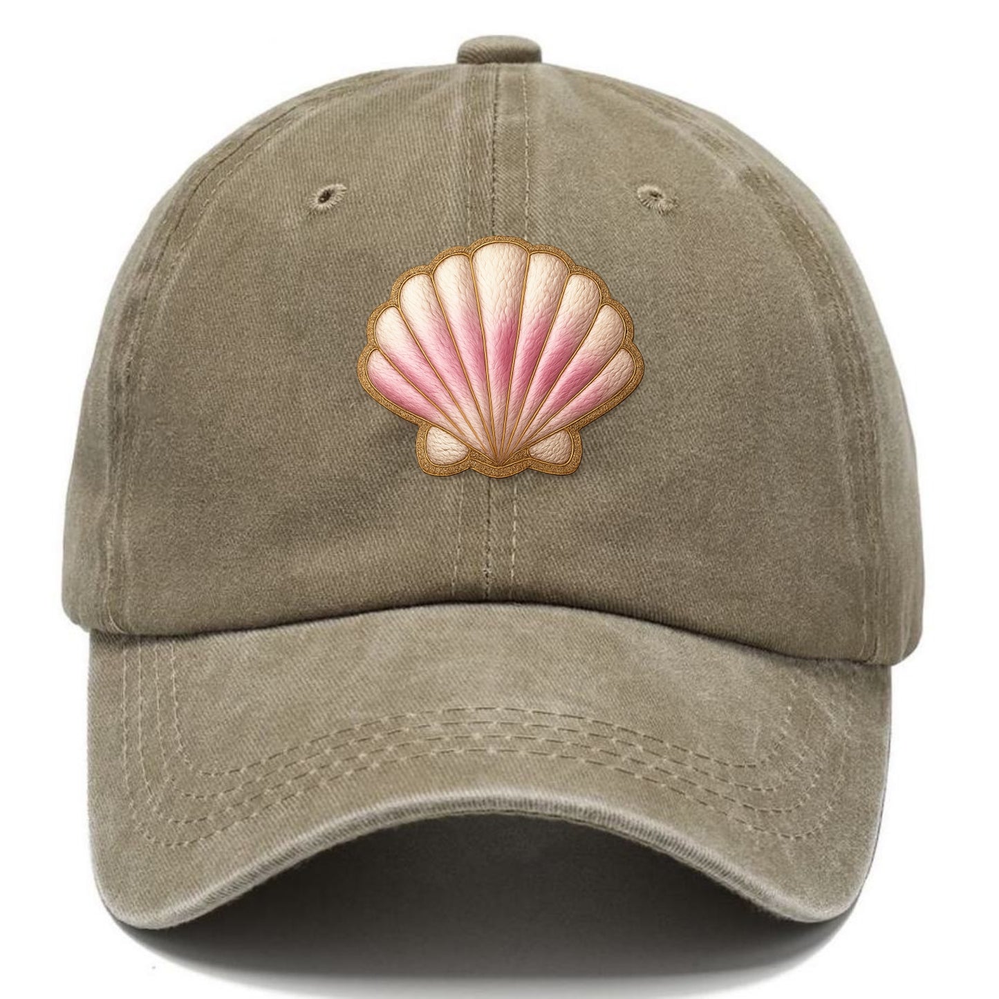 SEASHELL SCALLOP - scallop shell in cream and pink , beach - Classic Cap - Warm Sand(Khaki)